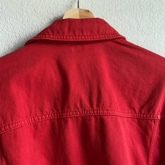 Topshop MOTO Boxy Red Denim Jacket - Picture 6 of 8
